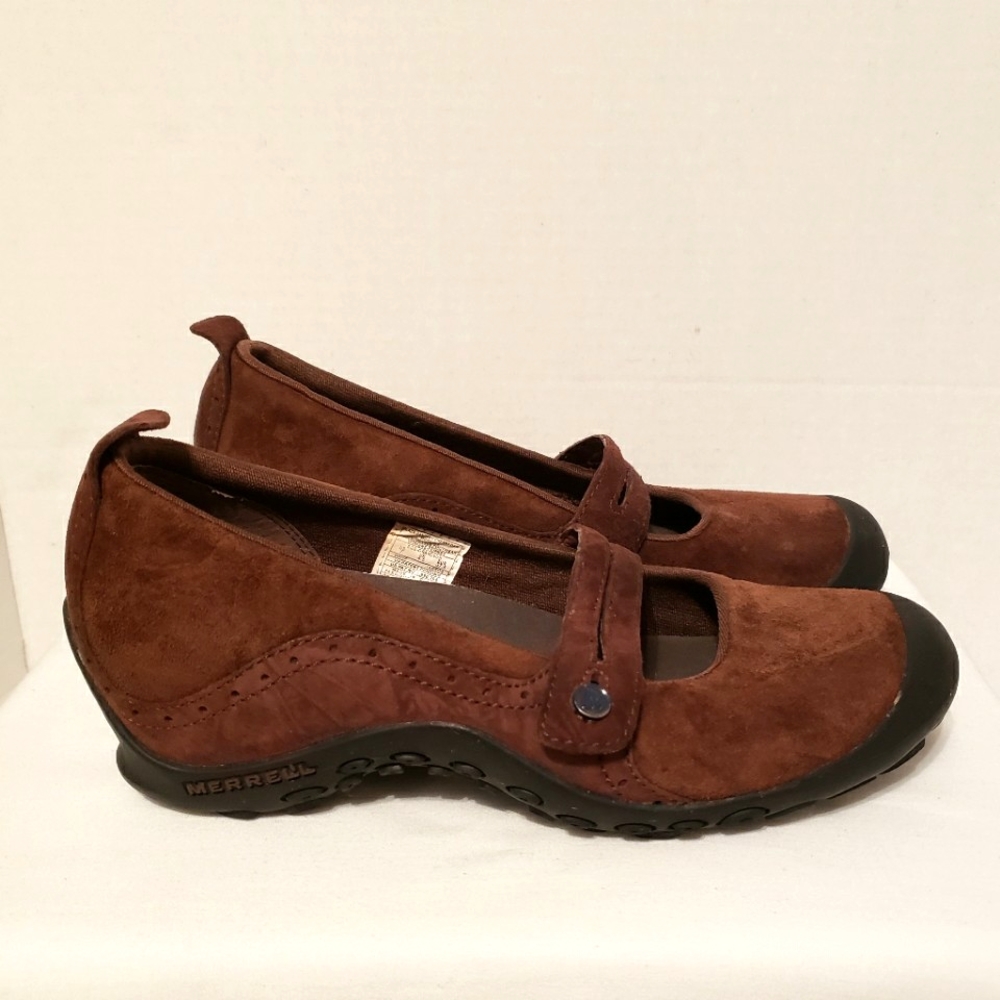 Merrell Women's "Plaza Bandeau" Brown Leather Suede Upper Shoes Size:7